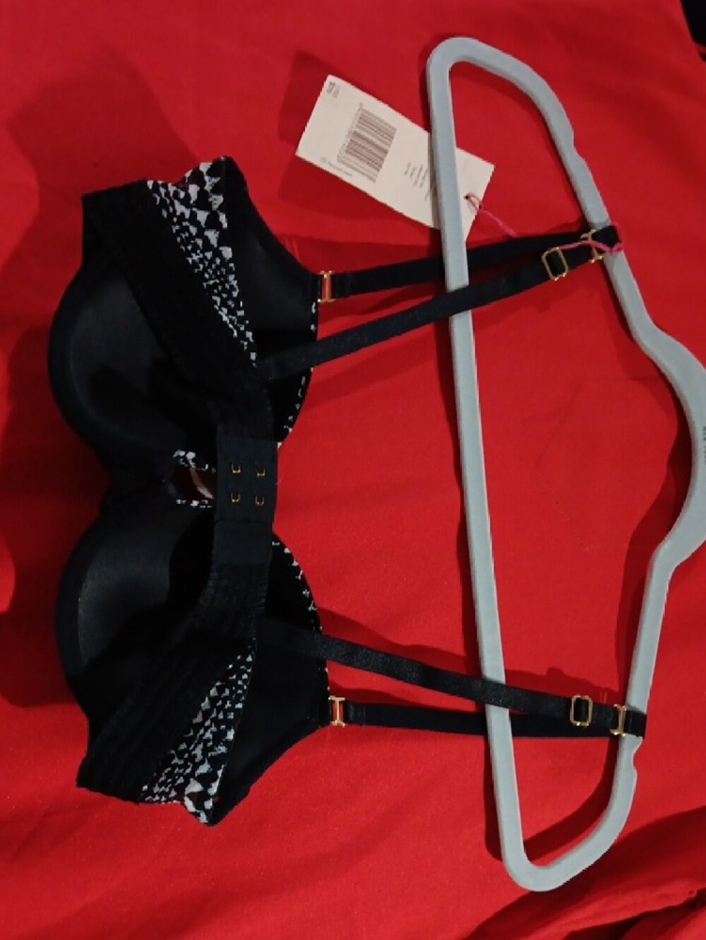 Stella McCartney Black & White Geometric Push-Up Bra - Picture 2 of 5